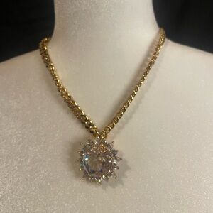 Noir Elegant Gold Plated Necklace with Crystal Pendant